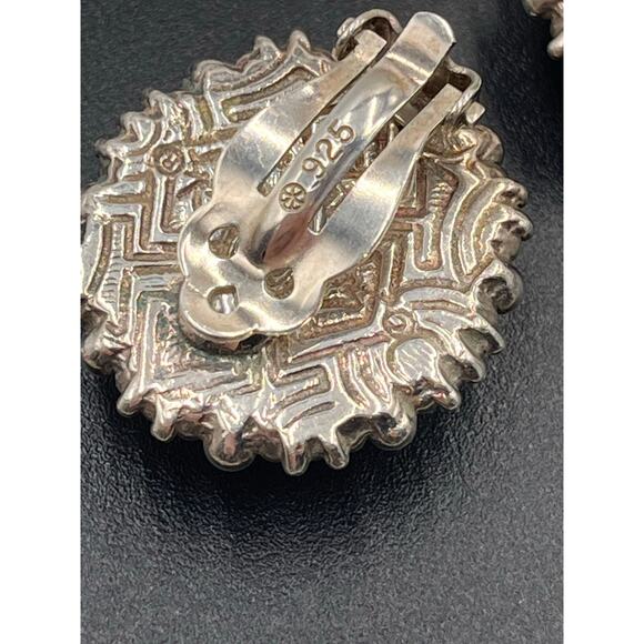 Stephen Dweck Designer Sterling Carved Smoky Quartz Oval Clip-On Floral Earrings - Picture 12 of 12